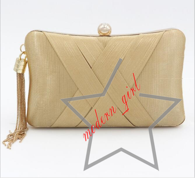 Evening Handbag Sliver Gold 2019 Female New Arrival Banquet Bag Bridal Hand Bags Dinner Party Single Shoulder Small Square Bag with Tassel