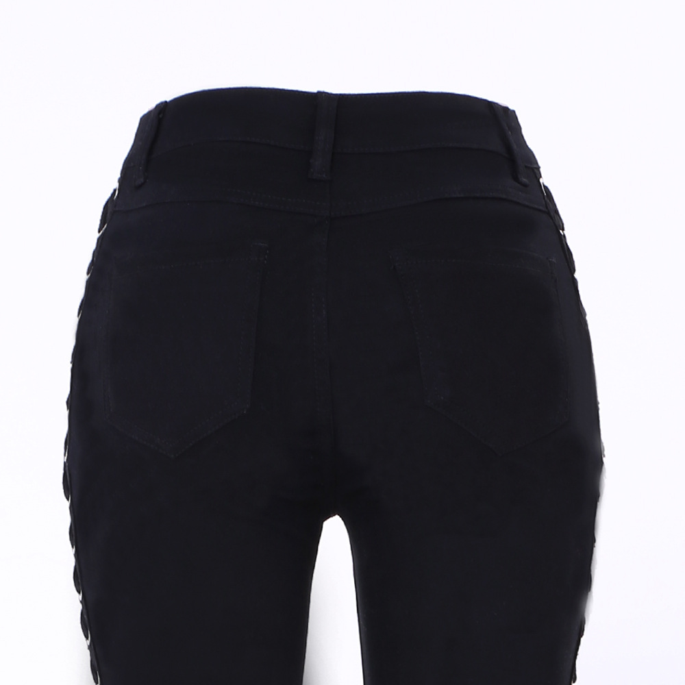 2020 Slim Jeans for Women New Sexy Fashion Ripped Skinny Bandage Metal Denim Hole High Waist Pencil Jeans Plus Size