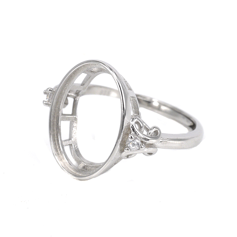 925 Sterling Silver Women Engagement Wedding Ring 10x12mm 10x14mm 13x17mm Oval Cabochon Semi Mount Ring Setting Wholesale