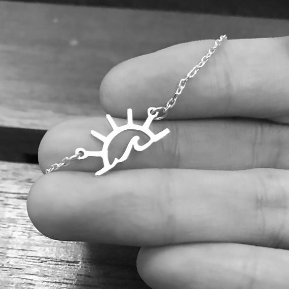 Cosmic starry sky Sun Necklace hollow lucky Sunshine Necklace Water wave Sunrise outdoor pendant jewelry