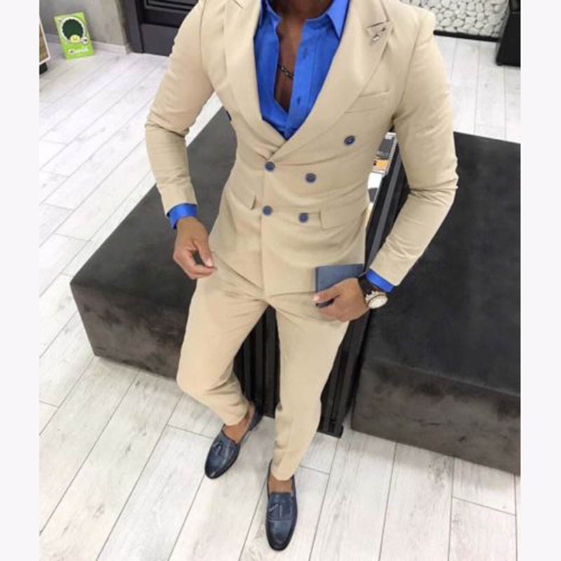 2019 Costume beige Double Breasted Men Suits 2 Pieces Gentleman Wedding Mens smoking Suit Terno Masculino 2pcs (Jacket+Pants, Brown
2019 Costume beige Double Breasted Men Suits 2 Pieces Gentleman Wedding Mens smoking Suit Terno Masculino 2pcs (Jacket+Pants, Brown