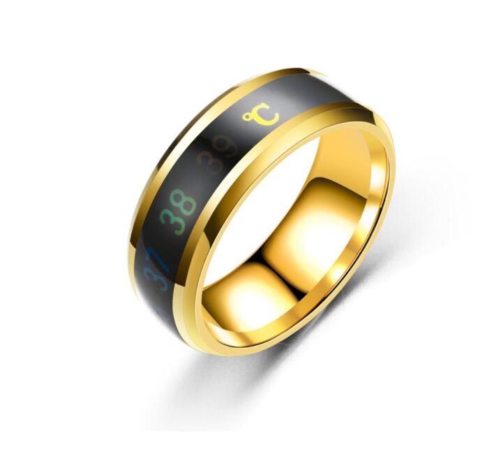 Wholesale Stainless steel rings Fashion wedding jewelry Intelligent Thermometer ring adult jewelry temperature measuring Couple rings