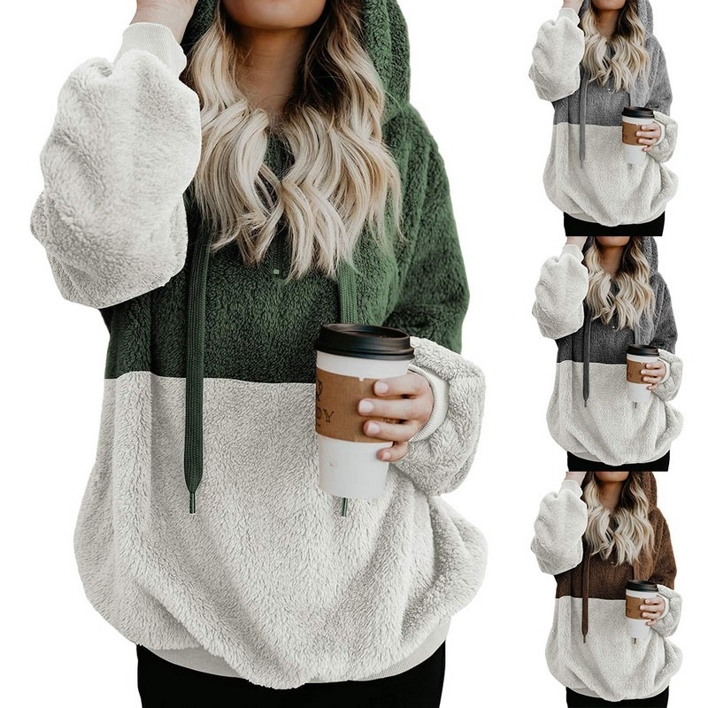 OEAK Women Fluffy Fur Hoodie Girl Winter Loose Hooded Jacket Warm Outwear Coat Cute Sweatshirt Plus size 5XL 2018 New Fashion V191129
