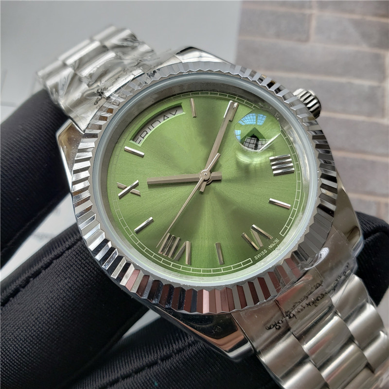 2020 Fashion Mens Watch Day DATE Green Dial Stainless Steel Mens Automatic Movement Mechnical Sport Clock President Wristwatches, Slivery;brown
2020 Fashion Mens Watch Day DATE Green Dial Stainless Steel Mens Automatic Movement Mechnical Sport Clock President Wristwatches, Slivery;brown