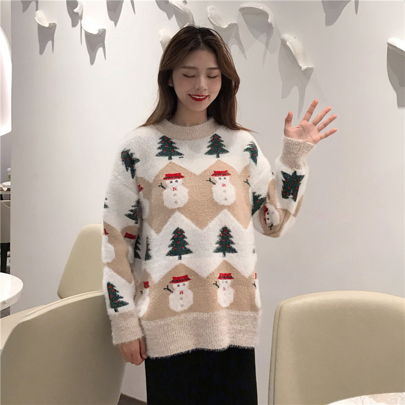 2019 Ugly Christmas Sweater autumn and winter new fashion thickening hippocampus Christmas snowman sweater sweater coat female V191202