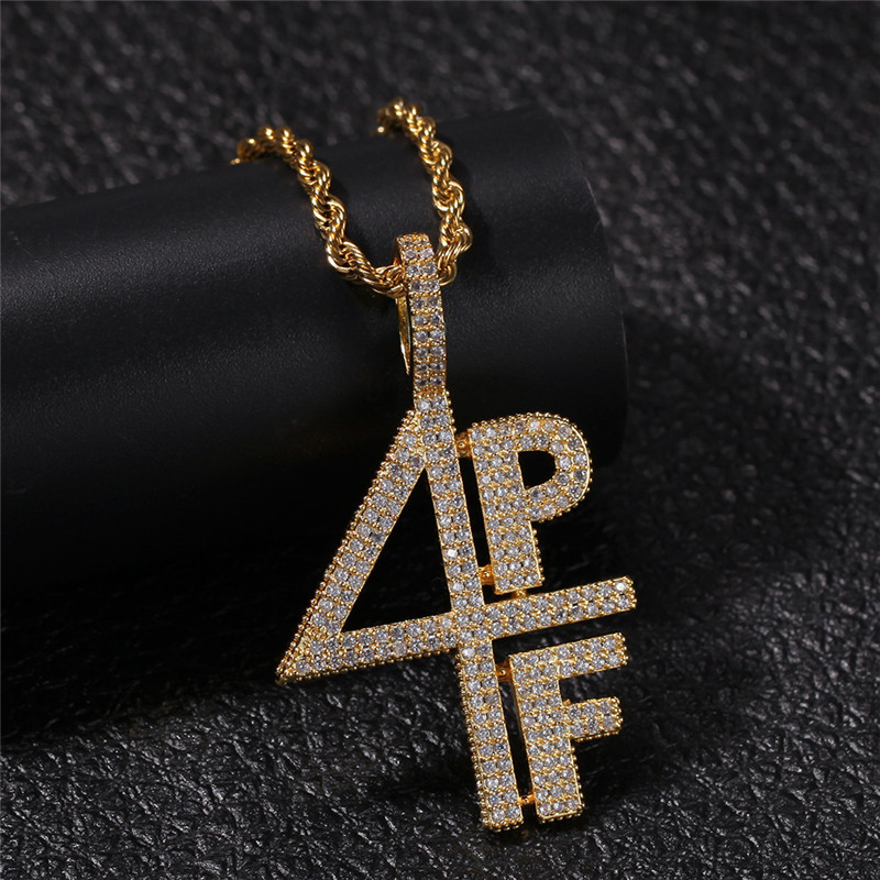 Gold Silver Plated 4PF Pendant Necklace Iced Out Chains Lab Diamond Le228R
