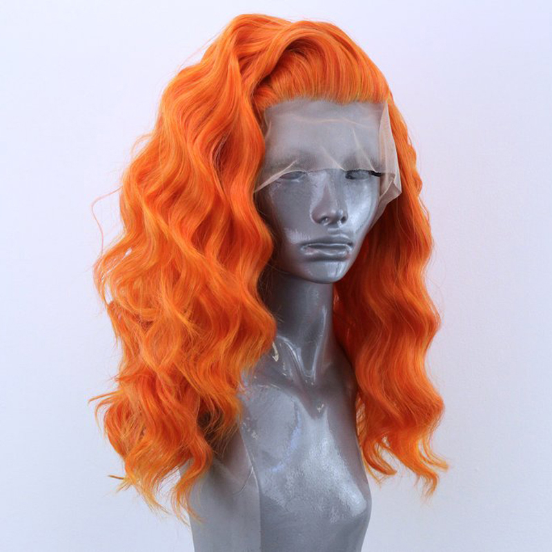 Hot selling orange lace front wigs full hand tied black/brown/burgundy red color deep wave wigs for african americans