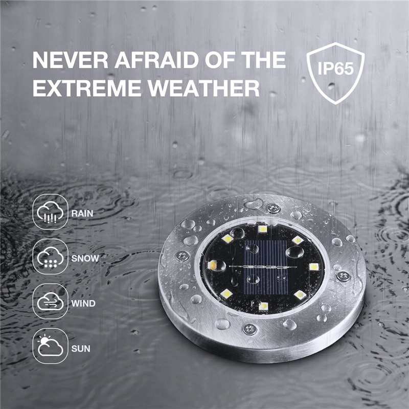 LED Solar Ground Lights 8 LEDs Solar Powered Waterproof Light Waterproof Garden Lights for Yard,Deck,Lawn,Patio