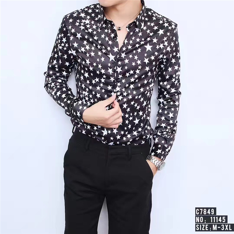 2019 New Men's fashion high-end letter photo printing and real shirt singer costumes, Black 3
2019 New Men's fashion high-end letter photo printing and real shirt singer costumes, Black 3