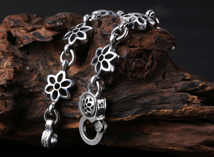 925 Sterling silver jewelry designer hand-made cherry blossom bracelet designed with unique closure clasps