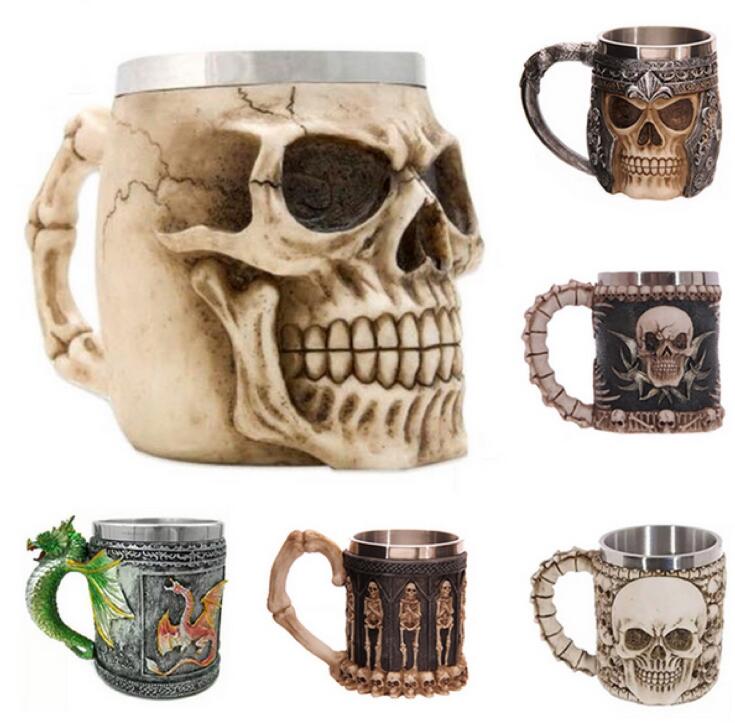 

Unusual Stainless Steel Gothic Party Creative Drinking Glass 3D Skull Skeleton Punk Style Wine Glasses Whiskey Cups, Customize