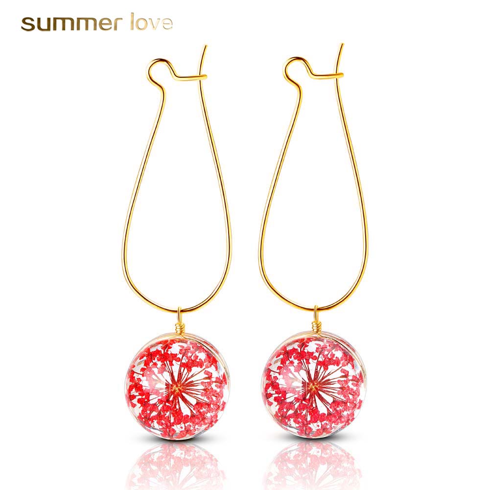 New arrival dried flower glass pendant dangle earring for women fashion multicolor silver gold plating drop earring trendy jewelry wholesale
New arrival dried flower glass pendant dangle earring for women fashion multicolor silver gold plating drop earring trendy jewelry wholesale