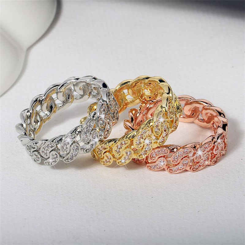 Hip Hop Ins Top Selling Vintage Jewelry 925 Sterling Silver&Rose Gold Cross Rings 5A CZ Crystal Zircon Party Women Wedding Band Ring Gift