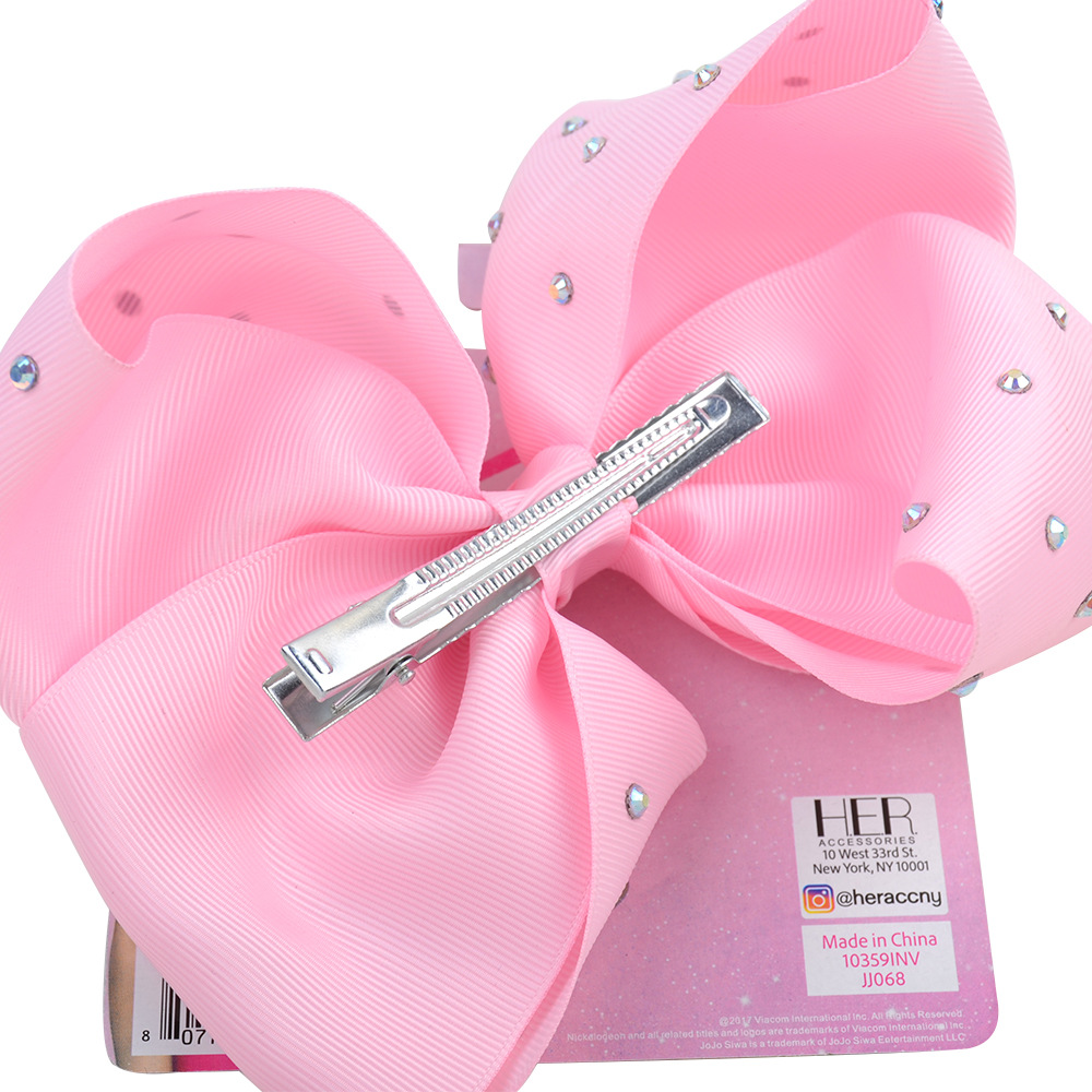 Cute JOJO Hair Bows 8 Colors 6.6" Girl Rhinestone Solid Colors Barrettes Girl Hair Accessories kids party hair clipper