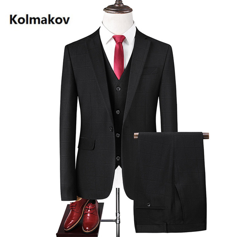 Jacket + Vest + pants)2020 new arrival Single button suits men,high quality Plaid men's Wedding Suit men size -6XL, Black
Jacket + Vest + pants)2020 new arrival Single button suits men,high quality Plaid men's Wedding Suit men size -6XL, Black