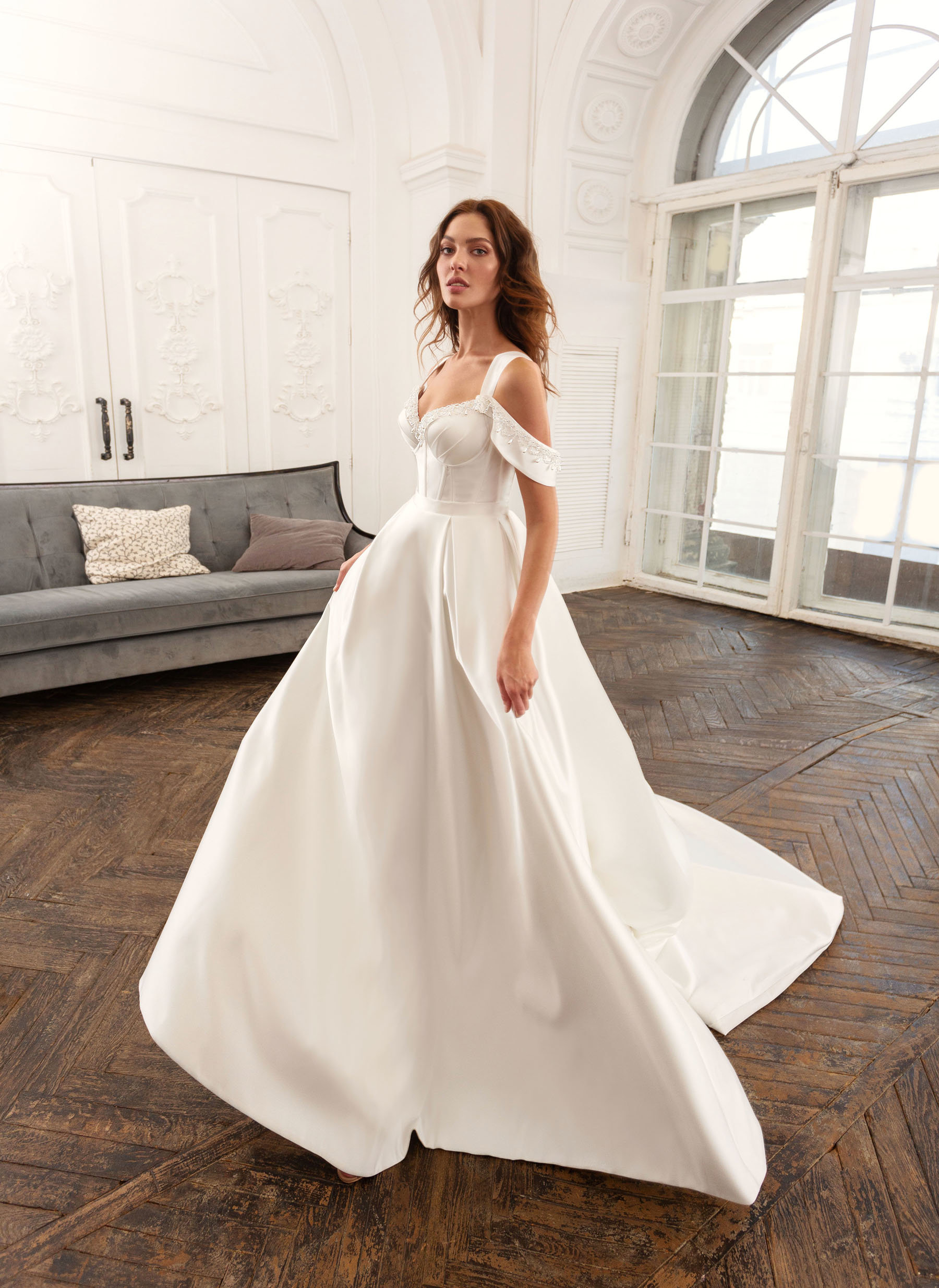 2020 Papilio Elegant A Line Wedding Dresses Strap Sleeveless Beads Satin Wedding Dresses Sweep Train Vestidos De Novia