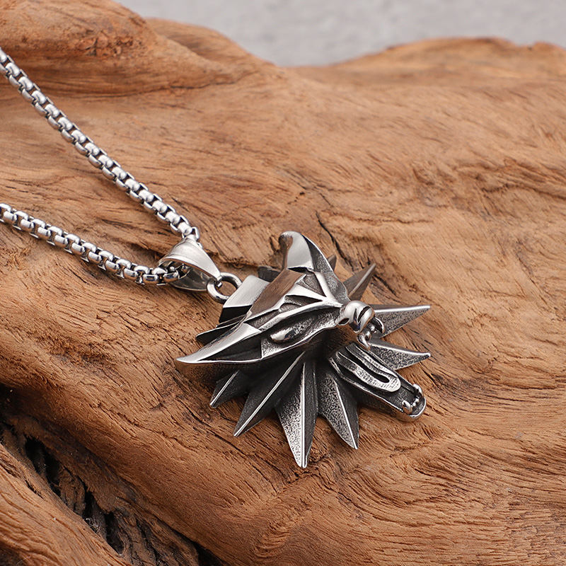 Casting Wolf Head Pendants Necklace Cool Men Hip Hop Stainless Steel Jewelry