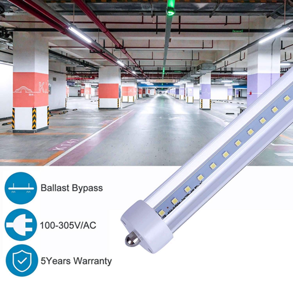T8 8ft LED Light Tube,FA8 Single Pin Base,8ft 6000K White,45W,Dual-Ended Power,50-Pack AC100-305V US Stock