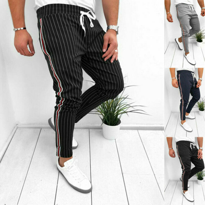 NEW 2020 Men' Casual Pants Ankle-Length Elastic Strap Striped Jogger Sports Fitness Sweatpants Long Pants, Black
NEW 2020 Men' Casual Pants Ankle-Length Elastic Strap Striped Jogger Sports Fitness Sweatpants Long Pants, Black