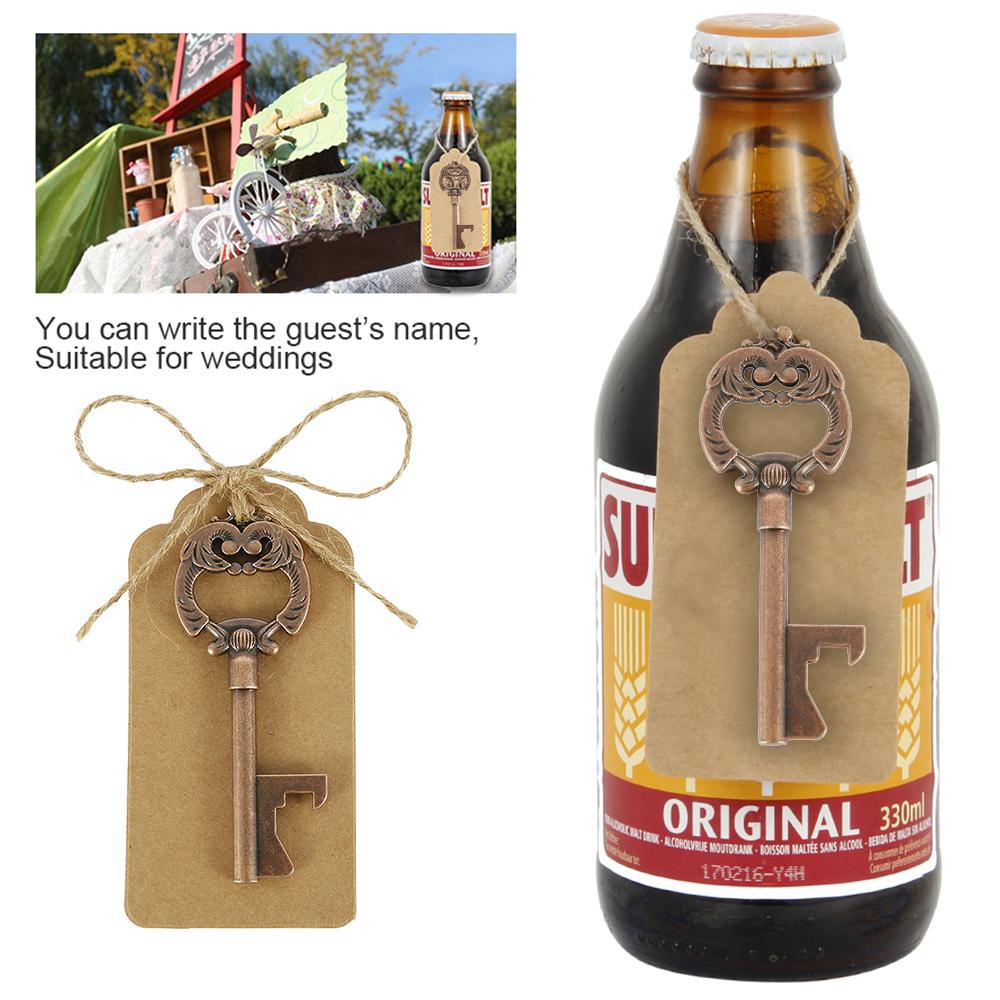25pcs/lot Metal Key Beer Bottle Opener Wine Keychain Wedding Party Favors Vintage Kitchen Accessories Antique Gifts For Guests