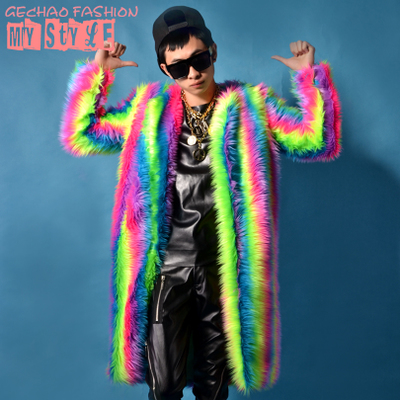 Men's long fur coat personality exclusive nightclub bar singer color striped fur coat hip hop stage costume jaqueta masculino, As picture
Men's long fur coat personality exclusive nightclub bar singer color striped fur coat hip hop stage costume jaqueta masculino, As picture