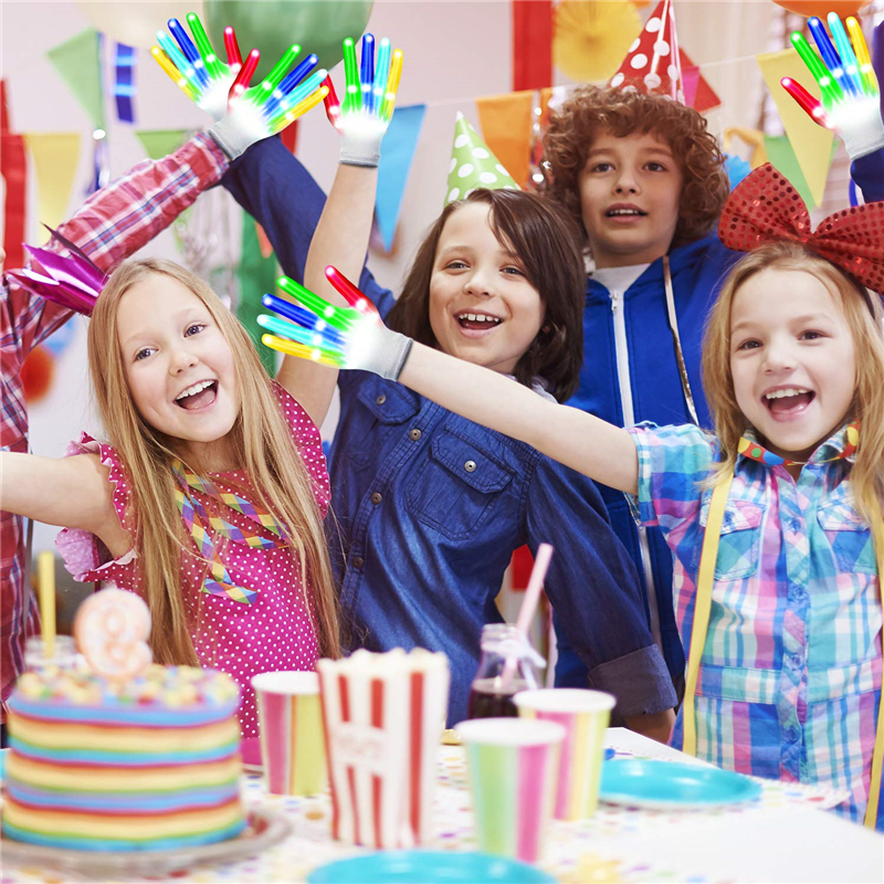 LED Gloves Finger Light Gloves Colorful 6 Modes for Dance Party Halloween Light Supplies Favor Sensory Glow Toys