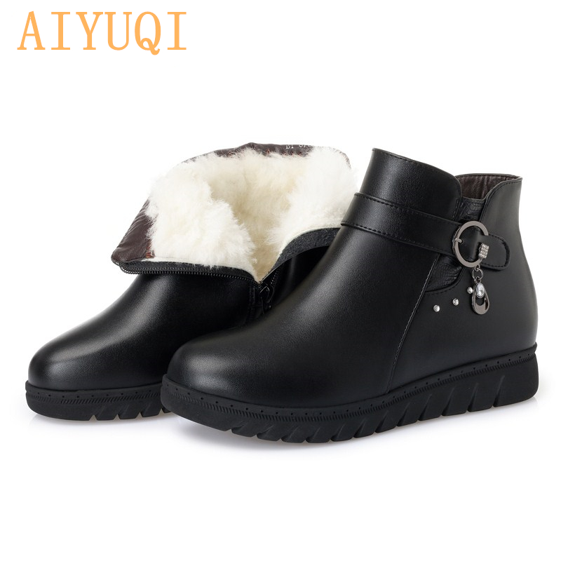 AIYUQI Black ankle boots Women snow boots 2020 genuine leather women winter large size Australia wool, Black fluff
AIYUQI Black ankle boots Women snow boots 2020 genuine leather women winter large size Australia wool, Black fluff