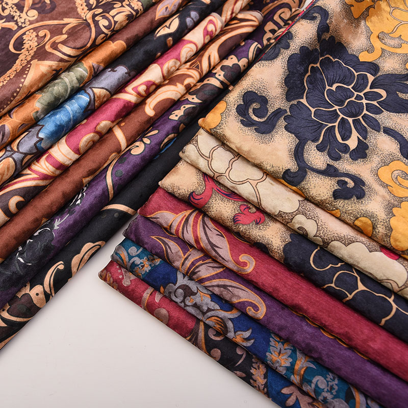 Wide 57" New Gold Velour Ice Velet Printed Upholstery Sofa Fabric Flannel European-Style Tablecloth Soft Background Material