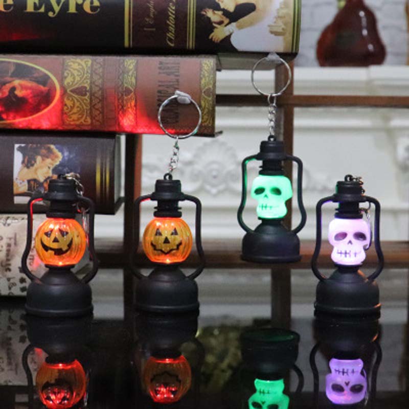 Halloween Portable Pumpkin Face Skull LED Light Lamp Flashing Decoration Night Lights for Party Bar Bedroom Home Festival Accessories