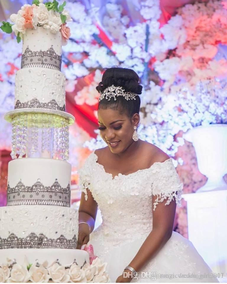 Vestidos De Novia Dubai Arabic Lace Wedding Dresses Plus Size Off Shoulder Appliqued Long Bridal Gowns Puffy Tulle Or Length