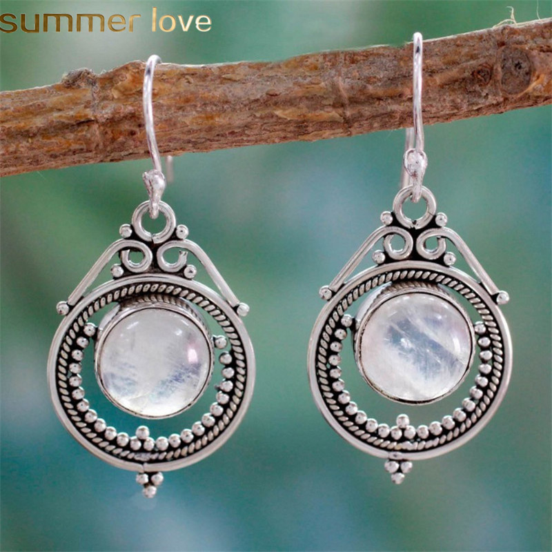 Vintage Ethnic Earrings for Women Moonstone Tibetan Silver Earring Dangle Hook Fashion Jewelry Party New Fashion 
Vintage Ethnic Earrings for Women Moonstone Tibetan Silver Earring Dangle Hook Fashion Jewelry Party New Fashion