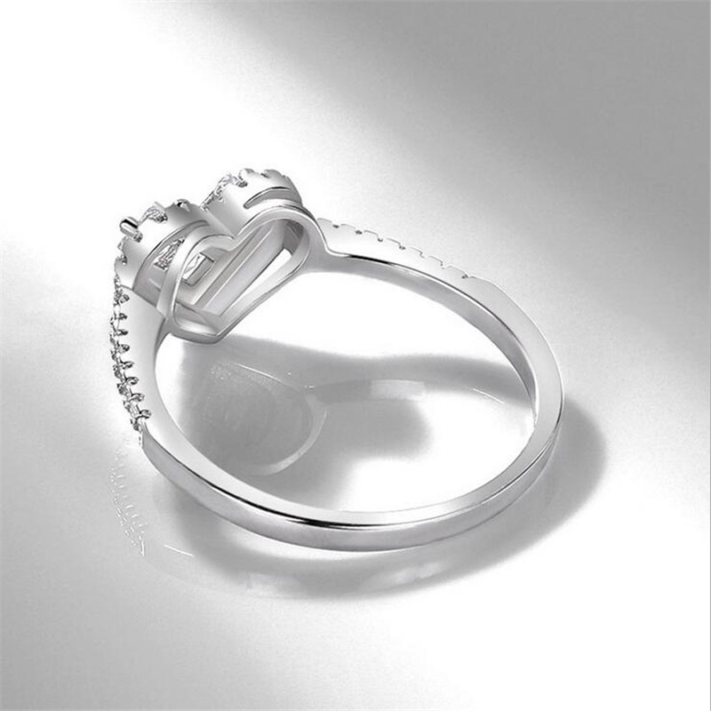 Choucong Brand New Luxury Jewelry 925 Sterling Silver Princess Cut White Topaz SONA Diamond Promise Party Women Wedding Heart Band Ring Gift