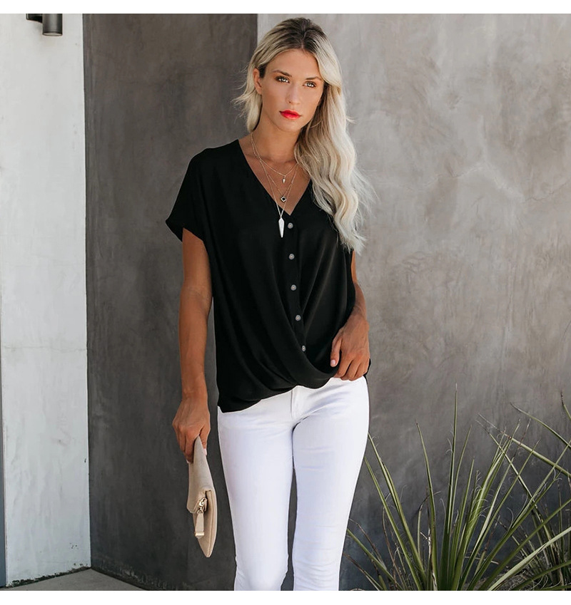 2020 Women Blouse Casual Women's Bat Sleeved V-neck Chiffon Blouse Plus Size Shirt Women Tops Ladies Loose Shirts