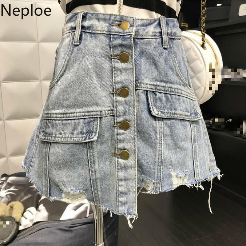Neploe 2020 New European High Street Women Denim Skirts Buttons Pockets Ladies Irregular Skirt High Waist Single Breasted Skirt, Dark blue
Neploe 2020 New European High Street Women Denim Skirts Buttons Pockets Ladies Irregular Skirt High Waist Single Breasted Skirt, Dark blue