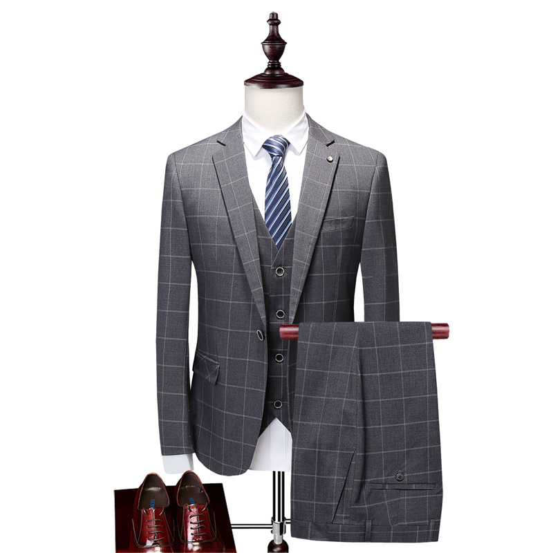 Men' New Business Casual Plaid Suit for wedding Men' Slim Fashion Suit Set Three-piece (Jacket+Vest+Pants) set, Grey
Men' New Business Casual Plaid Suit for wedding Men' Slim Fashion Suit Set Three-piece (Jacket+Vest+Pants) set, Grey
