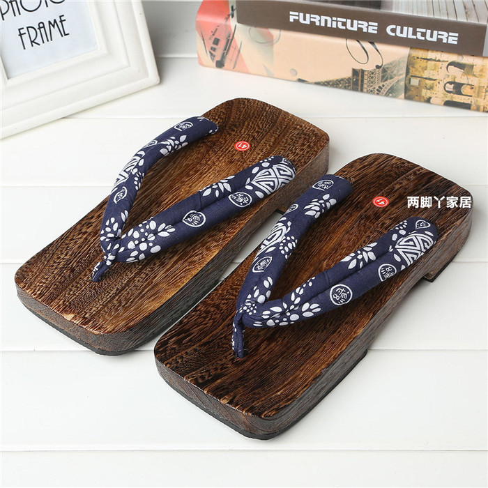 Mazefeng Unisex Shoes Print Wood Geta Sandals Men Chinese Geta Clogs Classial Wooden Slippers Mens Flip Flops Japanese Clogs Y200107