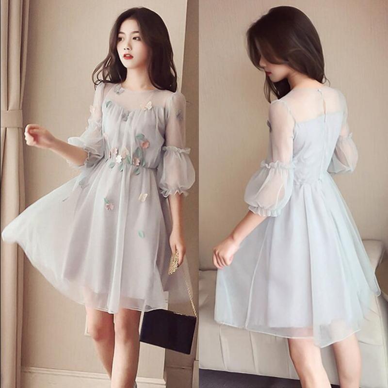 NewChiffon Dress O Neck Korean Style Princess Dress 3/4 Lantern Sleeves Slim Hollow Dresses Female Summer, Gray
NewChiffon Dress O Neck Korean Style Princess Dress 3/4 Lantern Sleeves Slim Hollow Dresses Female Summer, Gray