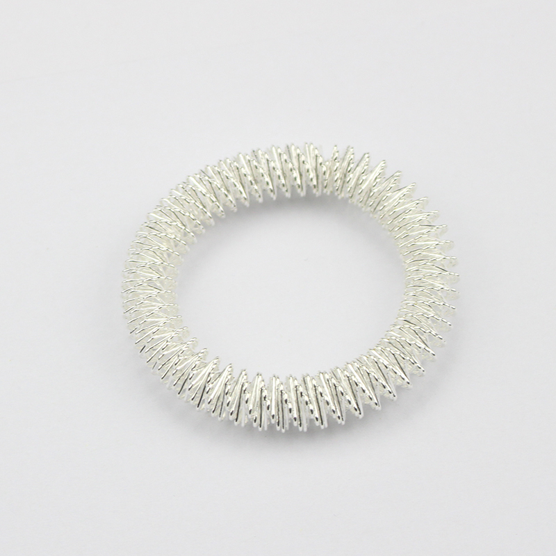 Tcare 2Pcs/Lot Silver Body Massage Supplies Relaxation Stainless Steel Wrist Hand Massager Ring Acupuncture Bracelet Health Care C18122801