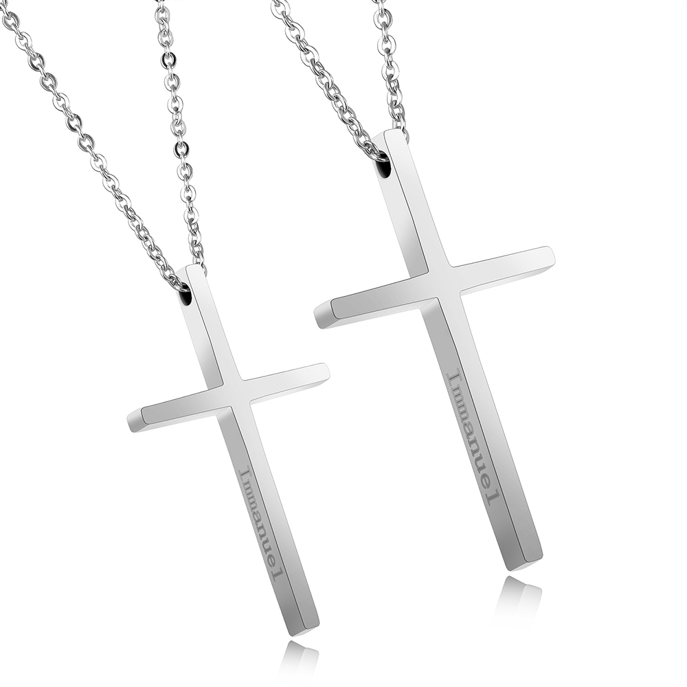 Can Lettering Cross Pendants Necklace Jewelry Stainless Steel Gold Plated Men Women Lover Gift Religious Jewelry