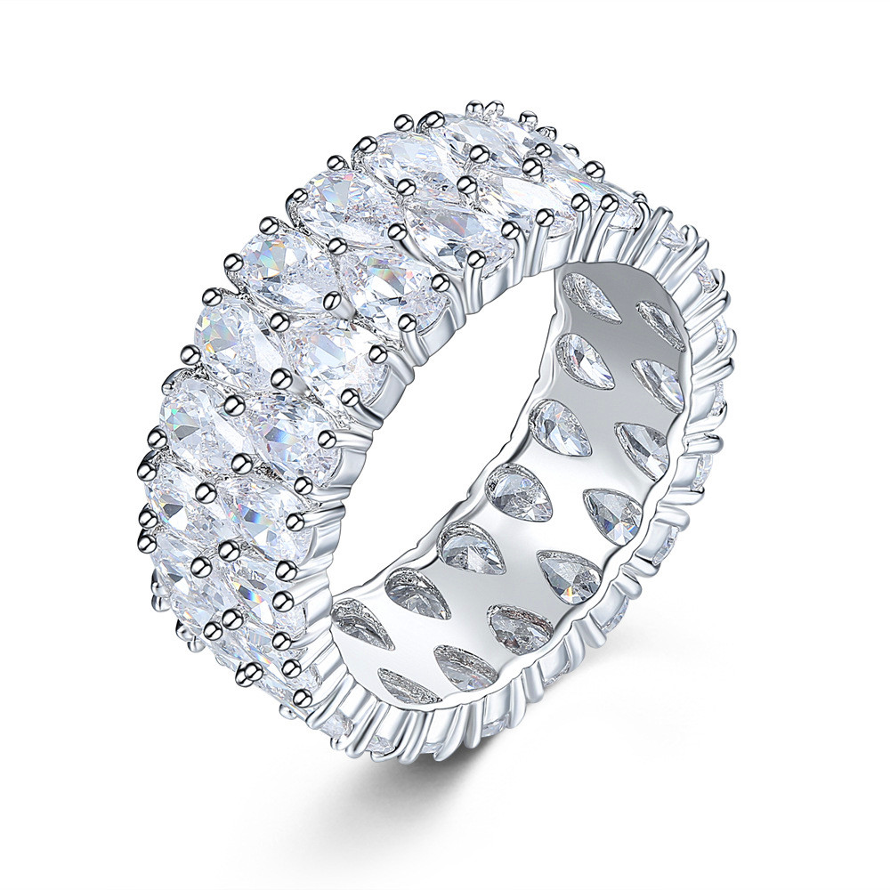 Choucong Brand New Sparkling Luxury Jewelry 925 Sterling Silver Pear Cut White Topaz Double CZ Diamond Gemstones Party Women Wedding Ring