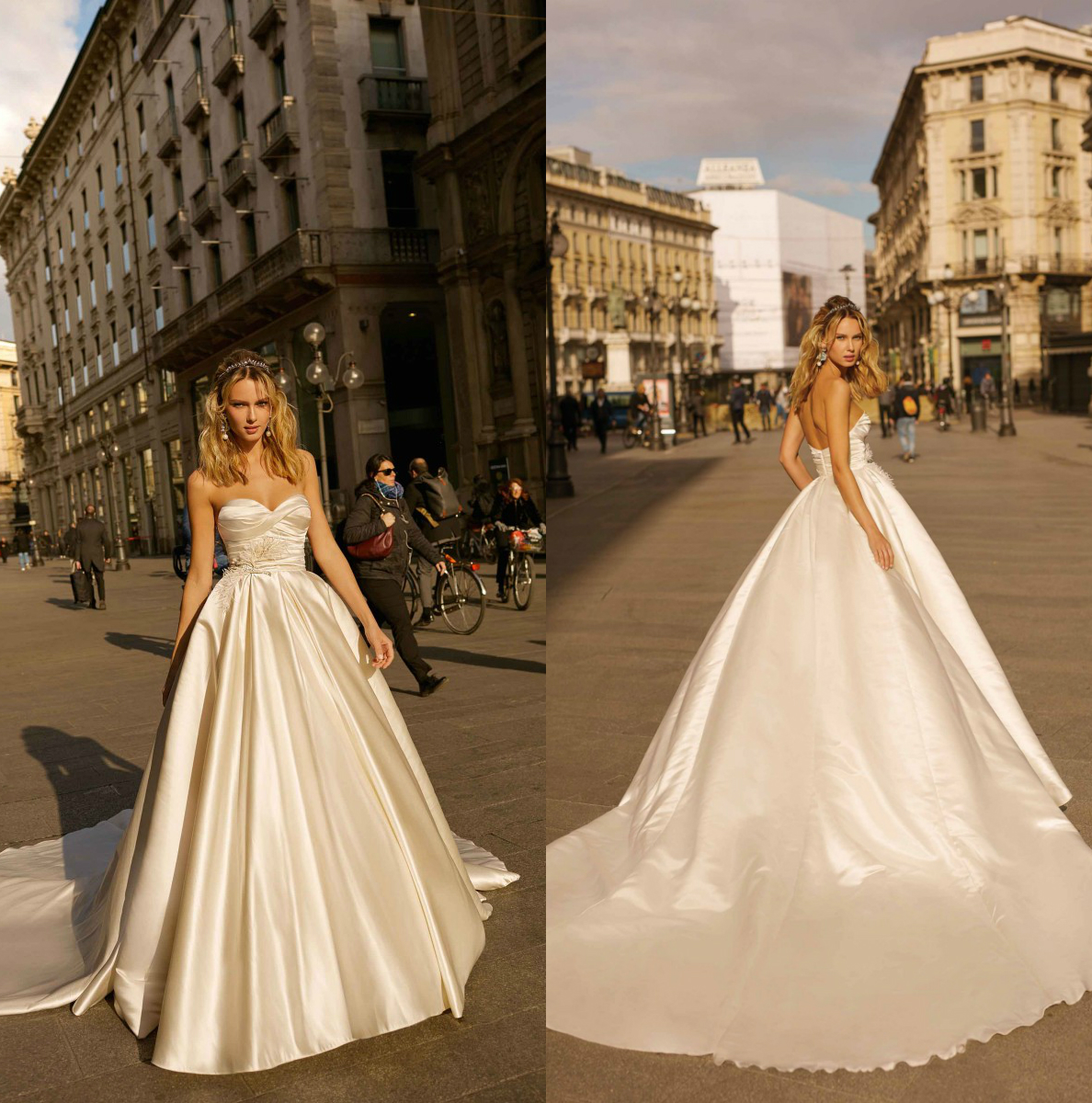 Berta 2020 Simple Boho Wedding Dresses Sweetheart Satin A Line Feather Beach Wedding Gowns Bohemian Custom Made Robes De Mariée