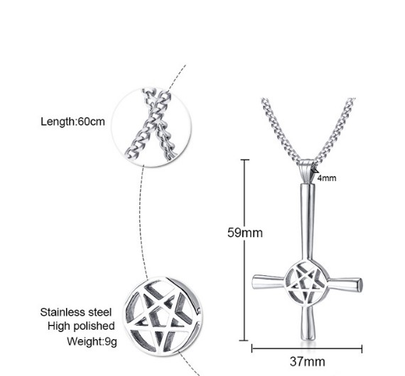 Daily Deals Choose silver gold black Stainless Steel Satan stand upside down Star Cross Pendant Mens Necklace Fashion jewelry 4mm24inch