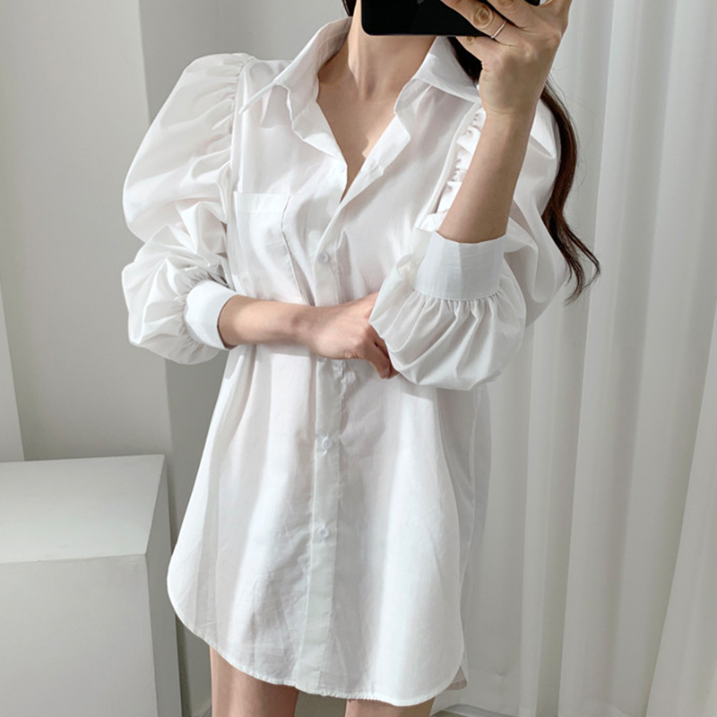 New 2020 Women Summer Blouse Shirts Fashionable Single Breasted Casual Pockets Puff Sleeve Wild Office Lady White Tops Clothes
New 2020 Women Summer Blouse Shirts Fashionable Single Breasted Casual Pockets Puff Sleeve Wild Office Lady White Tops Clothes