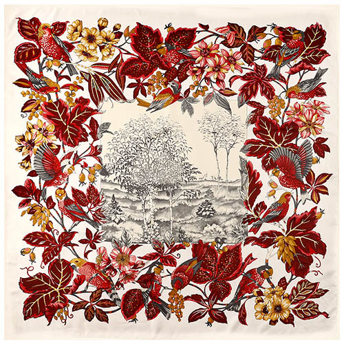 130*130 Hillside Twill 100% Pure Silk Scarf Women Square Bird Print Scarves Kerchief For Ladies Shawl Echarpe