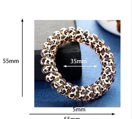 Leopard Hair Bands Spiral Shape Hair Ties Telephone Wire Gum Rubber Hairband Ponytail Hair Rope Children Headwear Accessories 3 Colors