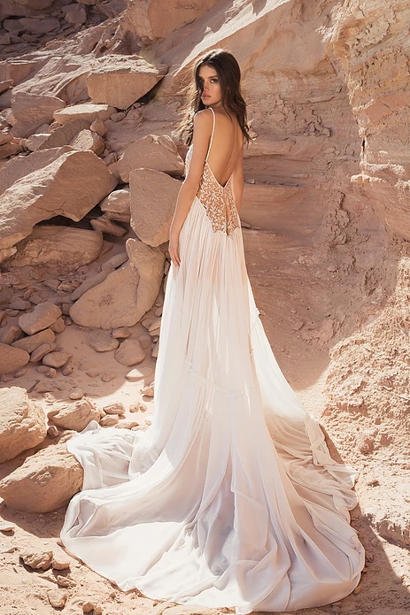 bohemian dror geva wedding dresses spaghetti lace backless split chiffon beach boho bridal gowns robe de marie