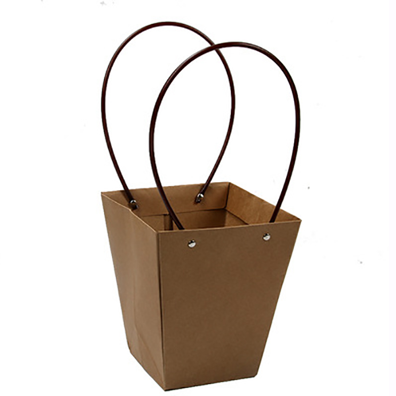 Flower Paper Boxes With Handhold Hug Bucket Florist Gift Packaging Box Pure Color Party Gift Packing Cardboard