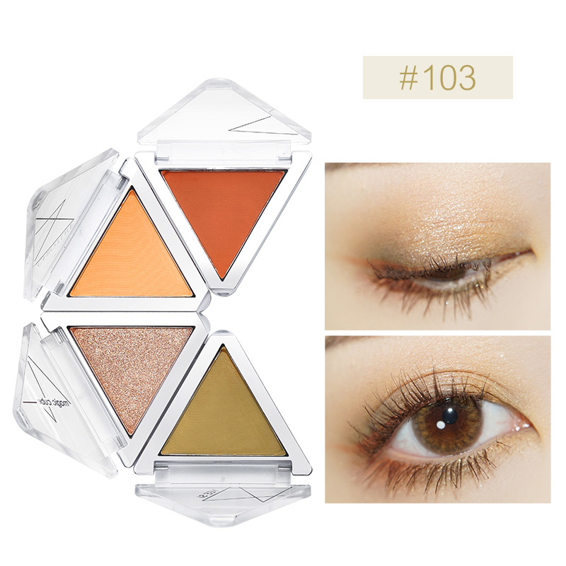 CHIOTURE 4 Colors Eyeshadow Palette Makeup Cosmetics Glitter Metallic Nude Green Orange Soft Professional Mini Shadow Kit