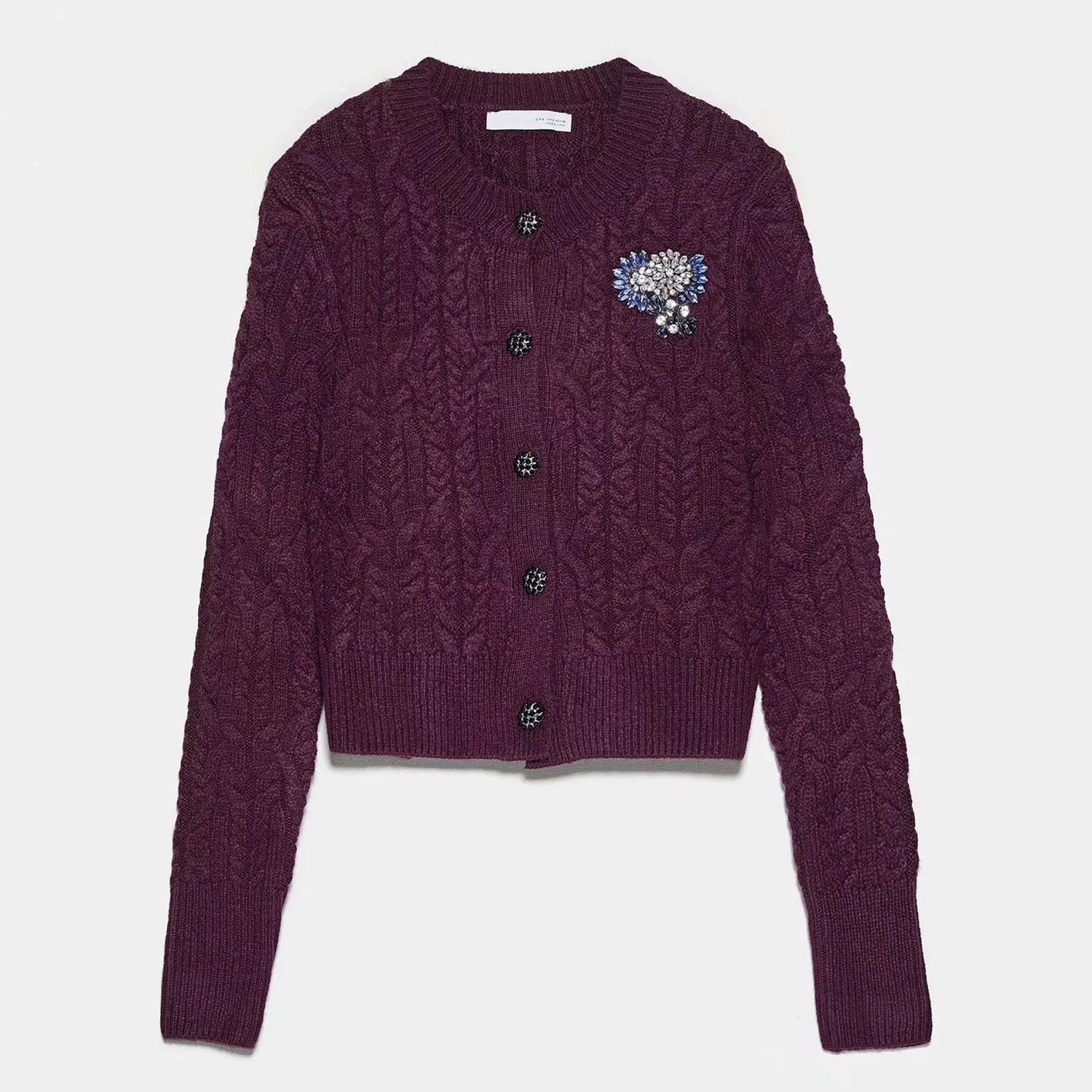 ZA autumn winter women's cardigan jewelry decorative knitted sweater women full sleeve Casual knit sweater female tops CJ191217