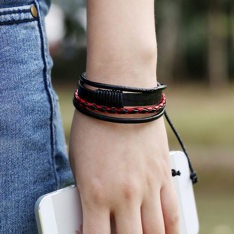 Wholesale- Retro Multilayer Leather Wristband Bracelet Cuff Bangle Men Women Wrap Charm Leather Black Brown Braided Rope Wristbands
Wholesale- Retro Multilayer Leather Wristband Bracelet Cuff Bangle Men Women Wrap Charm Leather Black Brown Braided Rope Wristbands